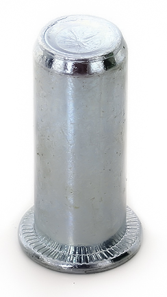 Ecrou à sertir - Tête affleurante - fût cylindrique cranté - INOX A2