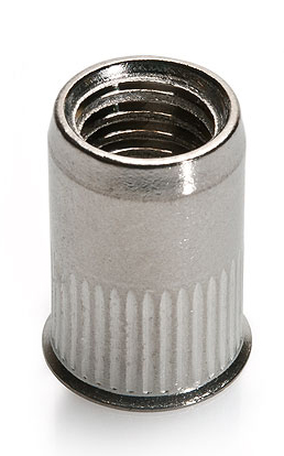 Ecrou à sertir - Tête affleurante - fût cylindrique cranté - INOX A2